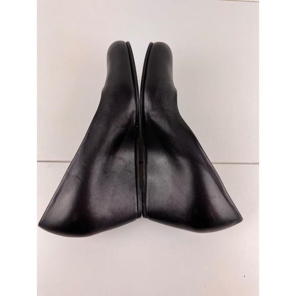 Stuart Weitzman Leather Black Wedges Heels Shoes Womens‎ Size 8Minimalist Work - Picture 6 of 11